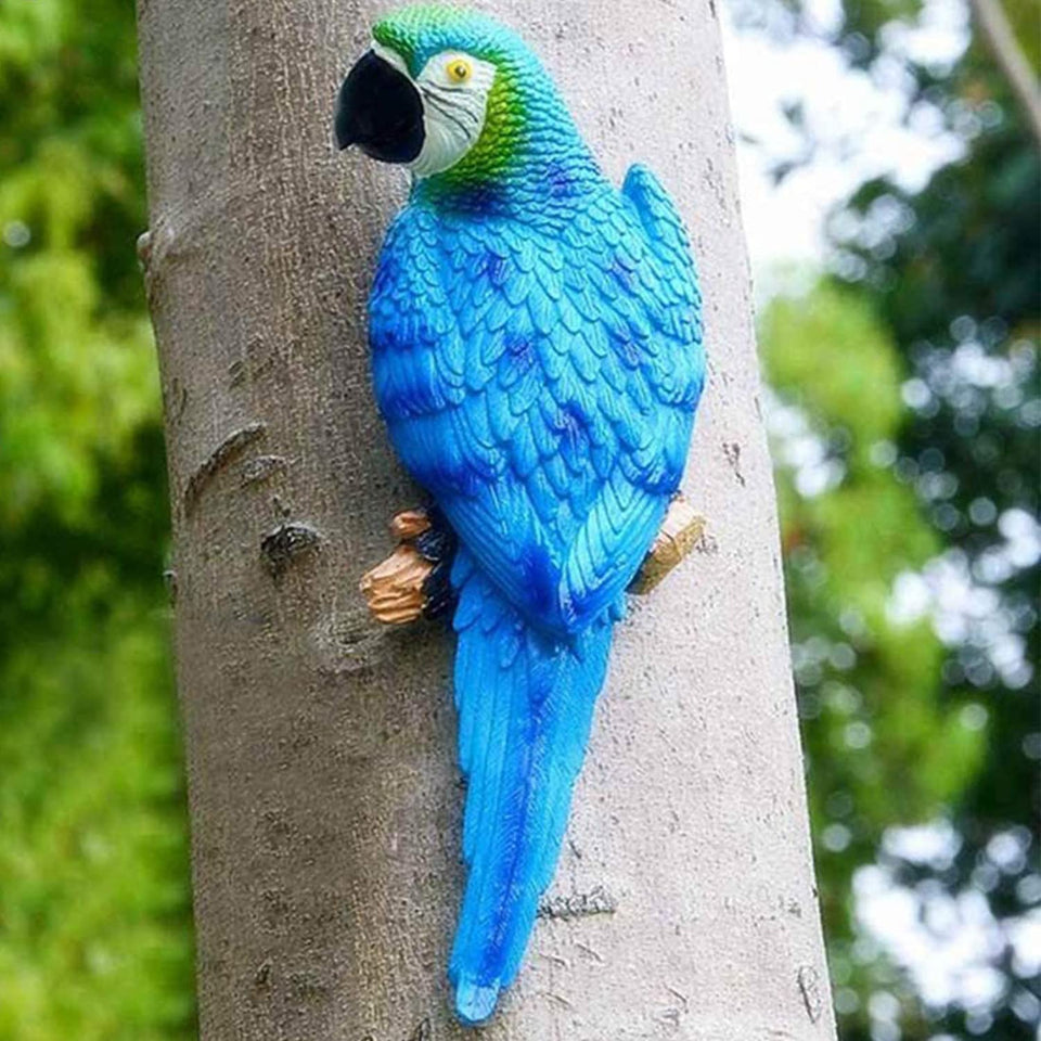 XKFLAUHM large blue parrot decor for outdoor tiki bar creates tropical mood