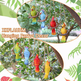 XKFLAUHM red parrot garden sculpture brightens patios.