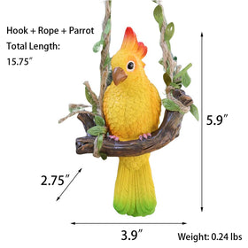 XKFLAUHM parrot statue with jute rope enables quick porch installation.