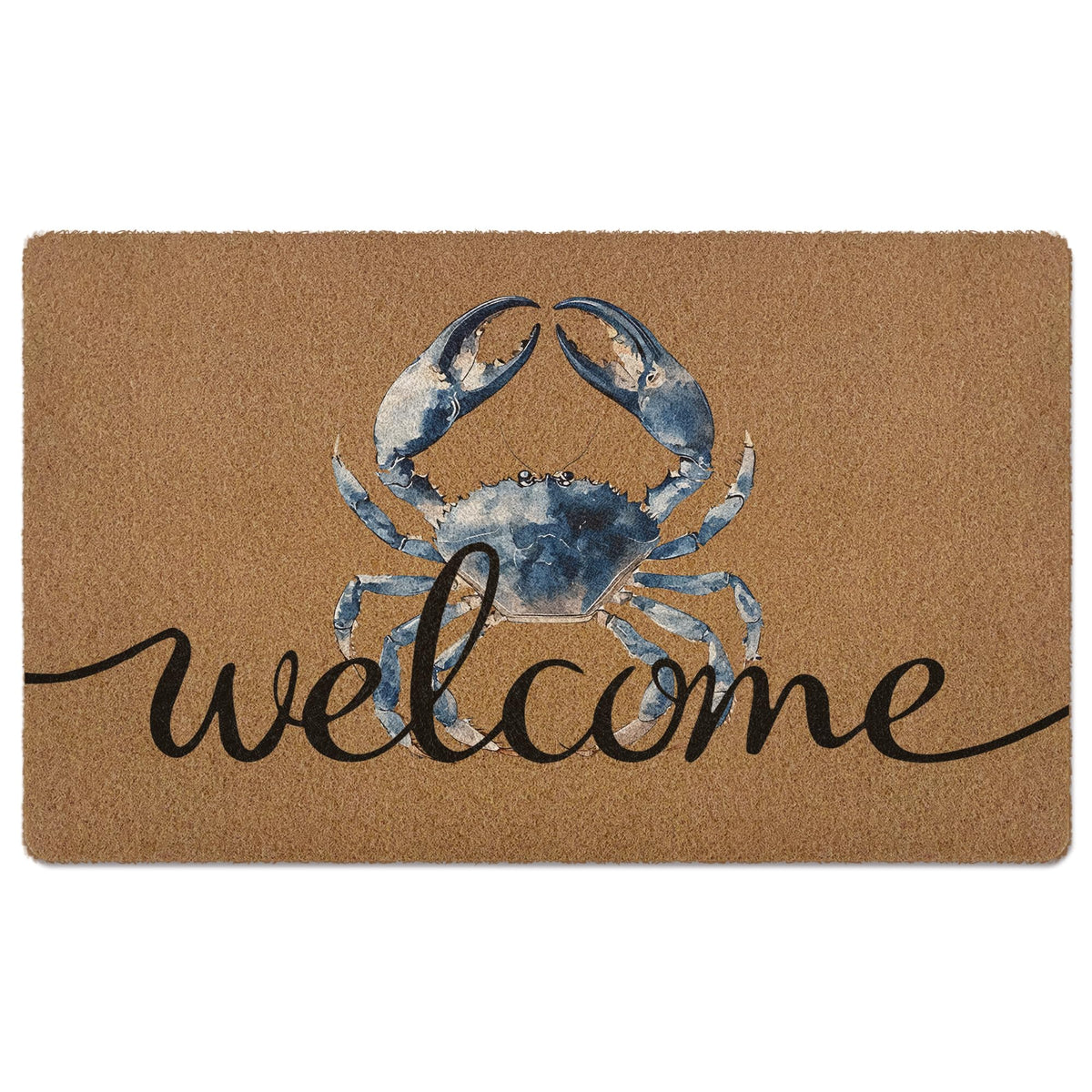 XLDLIOO blue crab welcome door mat with coastal charm and dirt trapping.