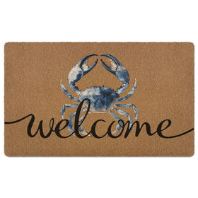 XLDLIOO blue crab welcome door mat with coastal charm and dirt trapping.