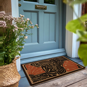 XLDLIOO Boho floral doormat closeup of flowers showing vibrant pattern.