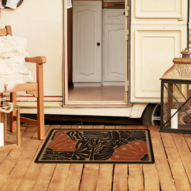 XLDLIOO Boho floral doormat with textured backing for slip resistance.