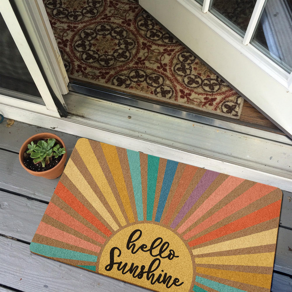 XLDLIOO Boho Sunshine doormat indoors for high-traffic areas with easy care.