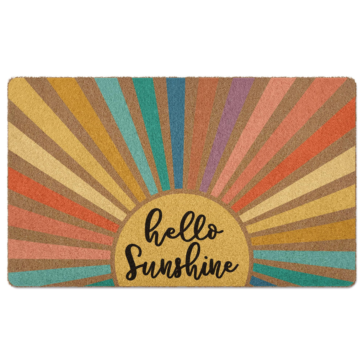 XLDLIOO Boho Sunshine doormat pattern close-up traps dirt and moisture.