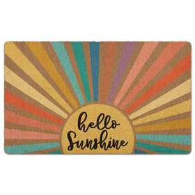 XLDLIOO Boho Sunshine doormat pattern close-up traps dirt and moisture.