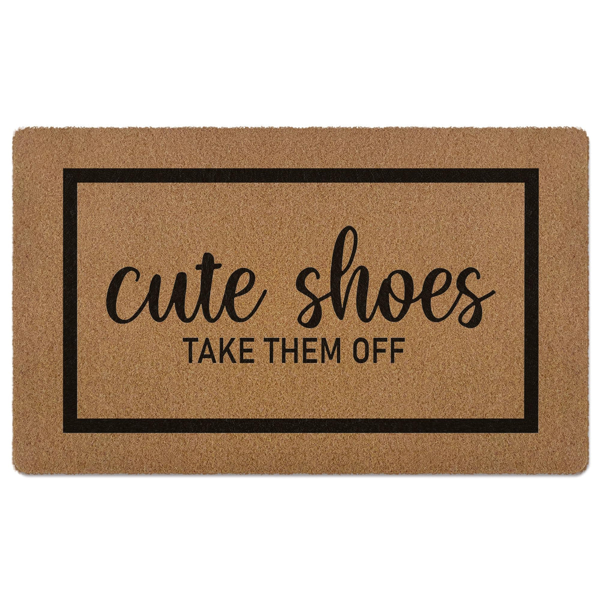 XLDLIOO Cute Shoes Take Them Off Doormat with inviting pattern and dirt-trapping surface for entryways.