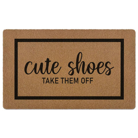 XLDLIOO Cute Shoes Take Them Off Doormat with inviting pattern and dirt-trapping surface for entryways.