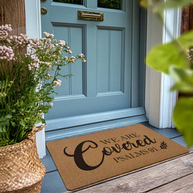 XLDLIOO Psalm 91 verse doormat close-up showing a welcoming pattern.