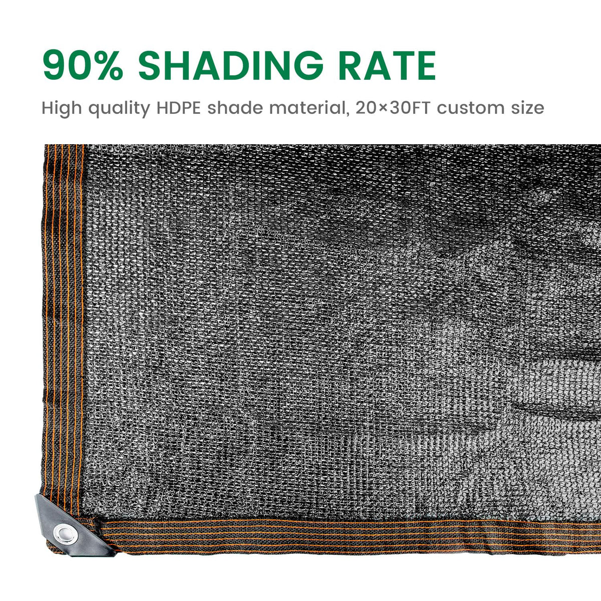 Xlimin shade cloth grommets every 3 feet for secure fastening and durability.