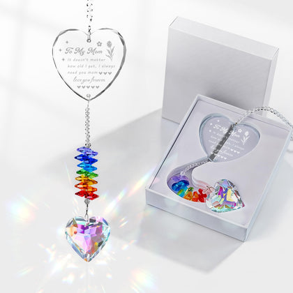 XLSJGYP crystal suncatcher with a heart prism catching sunlight to create colorful reflections.