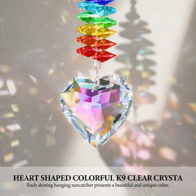 XLSJGYP heart prism crystal showcases vibrant color reflections through premium craftsmanship.
