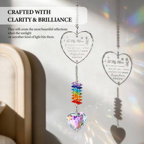 XLSJGYP mom gift crystal suncatcher hanging in a window with sparkling light.