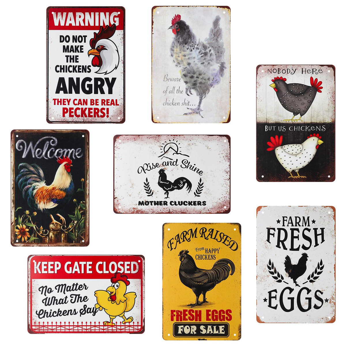 XLSXEXCL chicken coop signs collection 8x12 for durable outdoor decor and organization