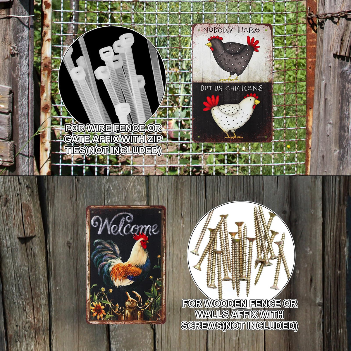 XLSXEXCL weatherproof metal signs resist wind and rain for long-lasting coop décor