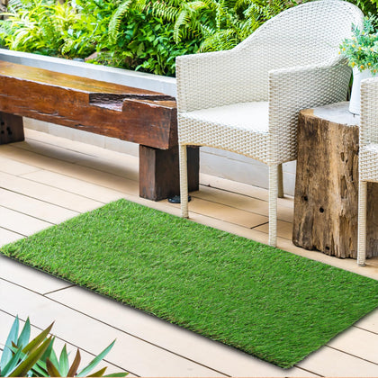 XLX TURF 2ft x 6ft runner rug offers a soft, realistic grass look for patios and balconies.