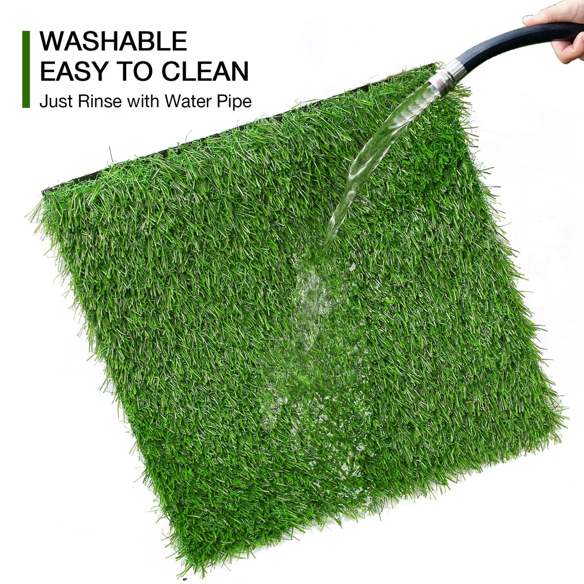 XLX TURF easy-clean mat with built-in drainage dries quickly after use.