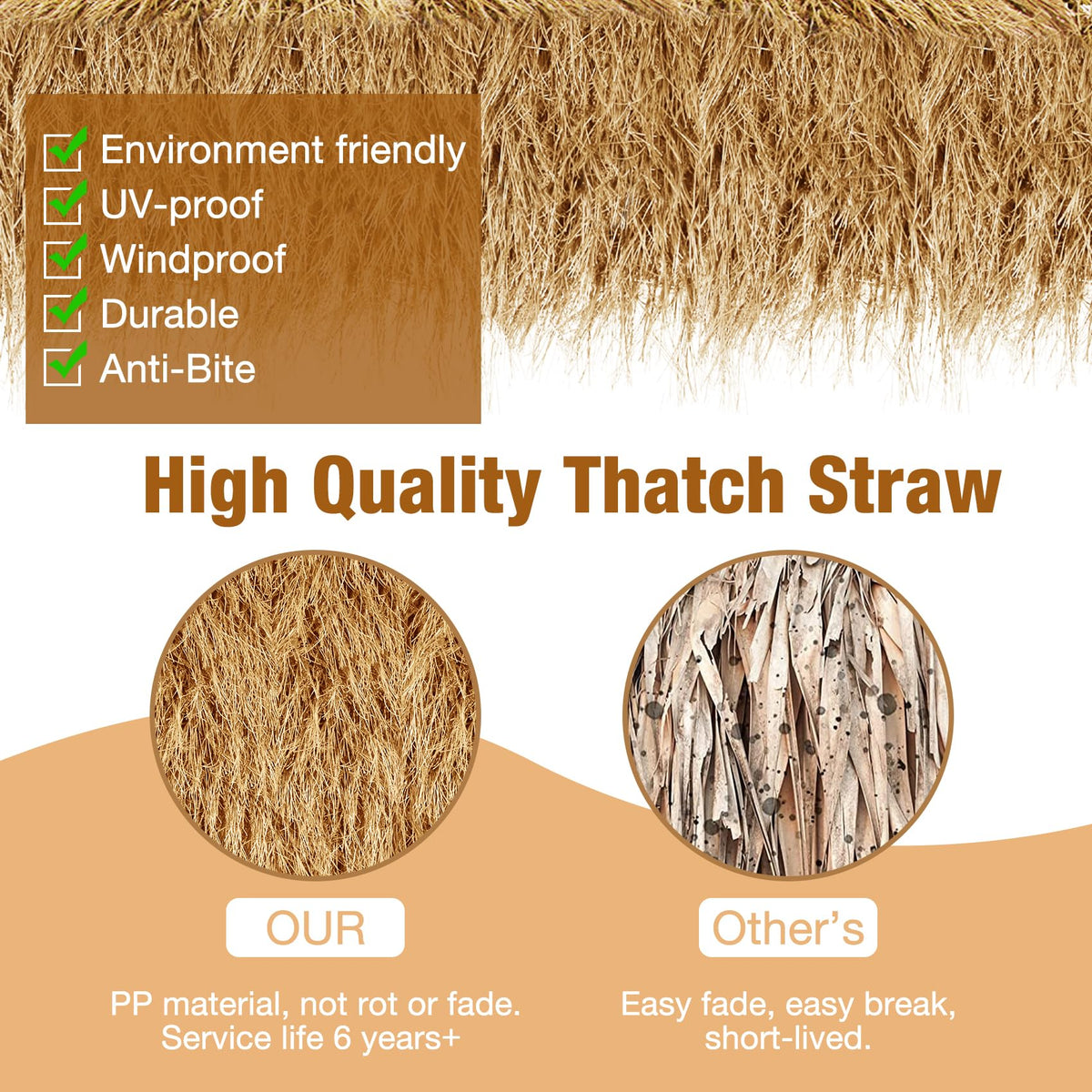 XLX TURF fireproof thatch roof for outdoor use and safety