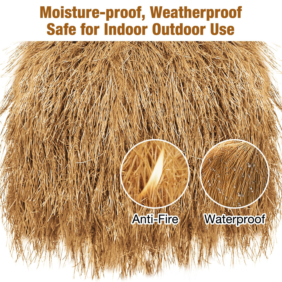 XLX TURF thatched roof roll enhances patios with tropical vibe