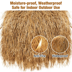 XLX TURF thatched roof roll enhances patios with tropical vibe