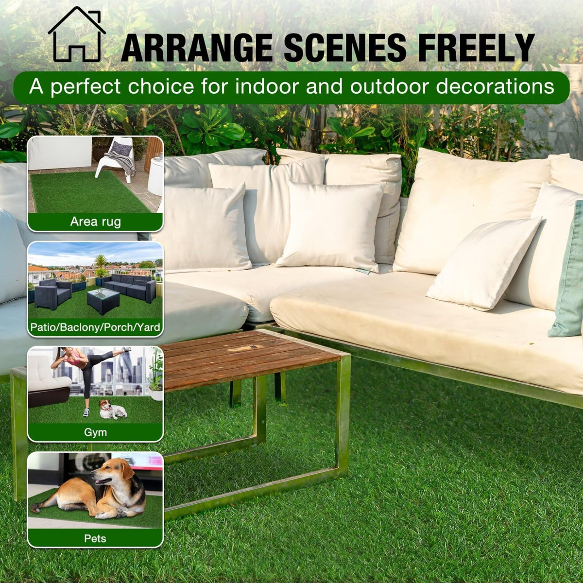 XLX TURF waterproof grass mat withstands weather and spills