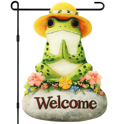 Xmoyaas frog yoga garden flag doublesided for outdoor display on porch or garden