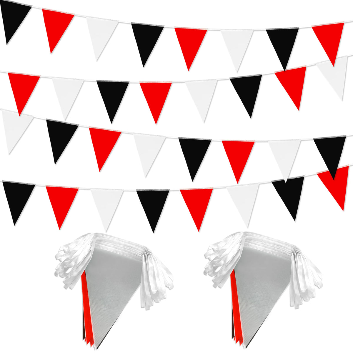 XMZY red black white pennant banner triangle flags for festive decor