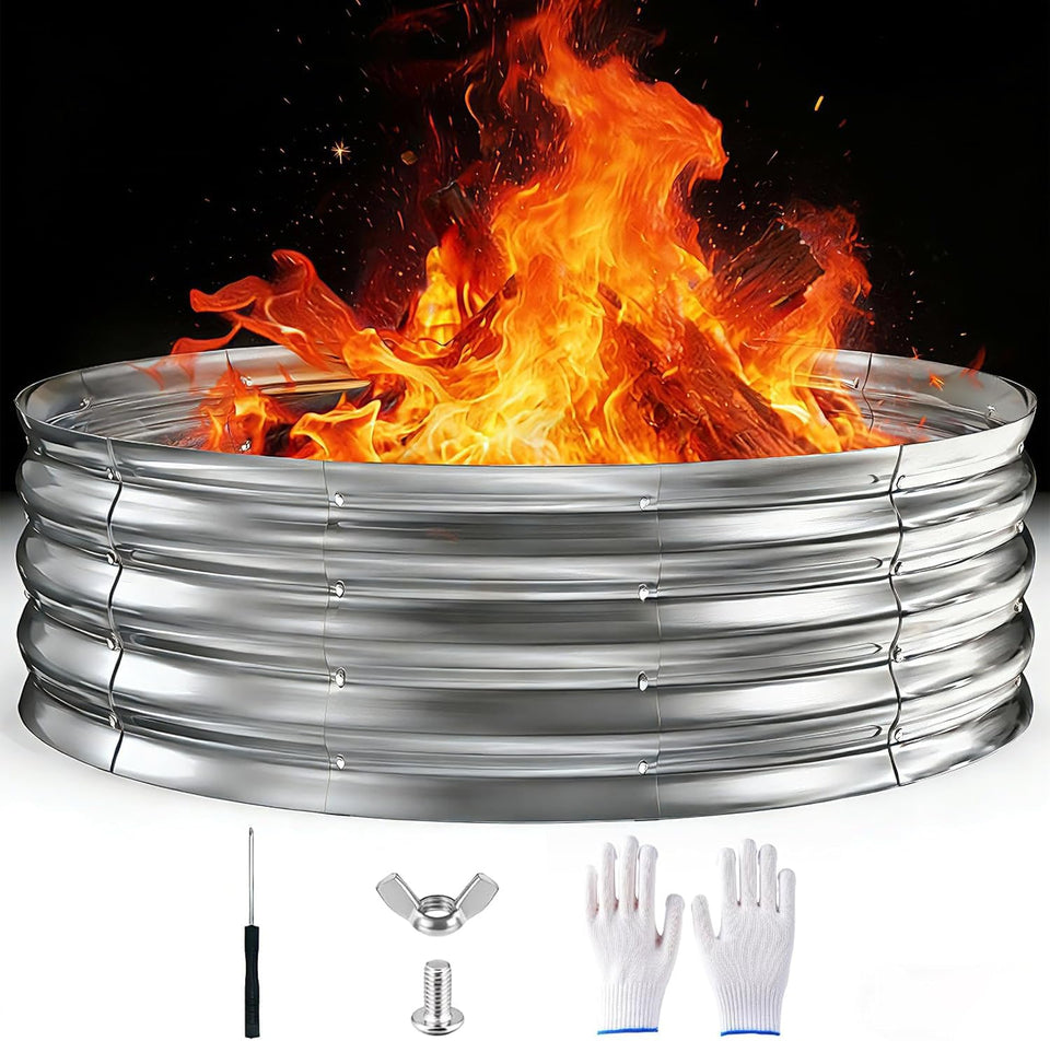 XOHUYD 48-inch fire pit ring assembly enabling quick setup for gatherings