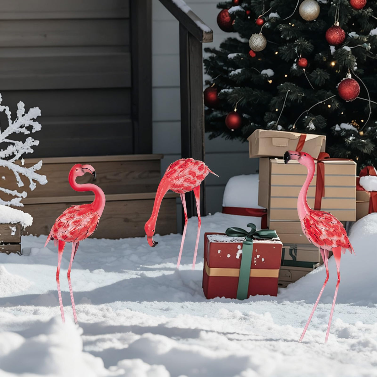 XONOR Flamingo statue close-up, red-pink finish adds real charm to any space.