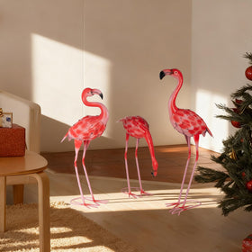 XONOR Flamingo garden statue in packaging, sturdy metal with safe transport.
