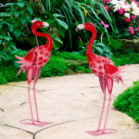 XONOR flamingos pair for porch or patio decor.