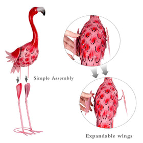 XONOR pink metal flamingos with easy assembly for quick decor.