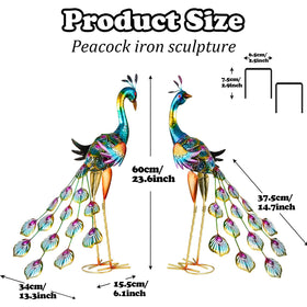 XONOR metal peacock statue, looking-back pose adds dynamic charm to outdoor corners.