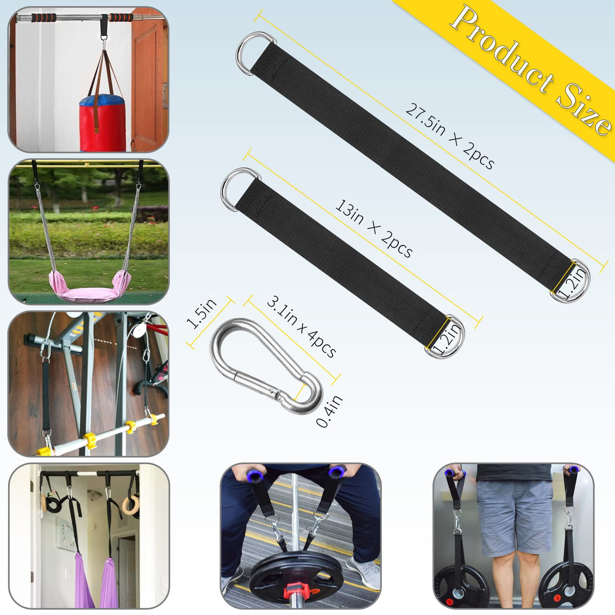 XonyiCos heavy-duty suspension kit with welded D-rings for even stress distribution