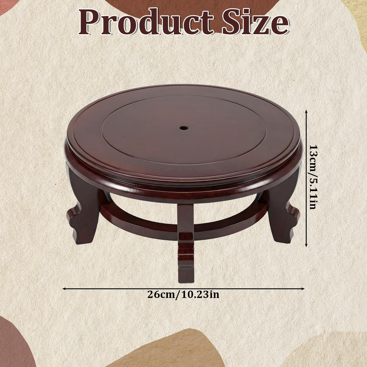 Xosjska wooden oriental plant stand side view showing five leg stability
