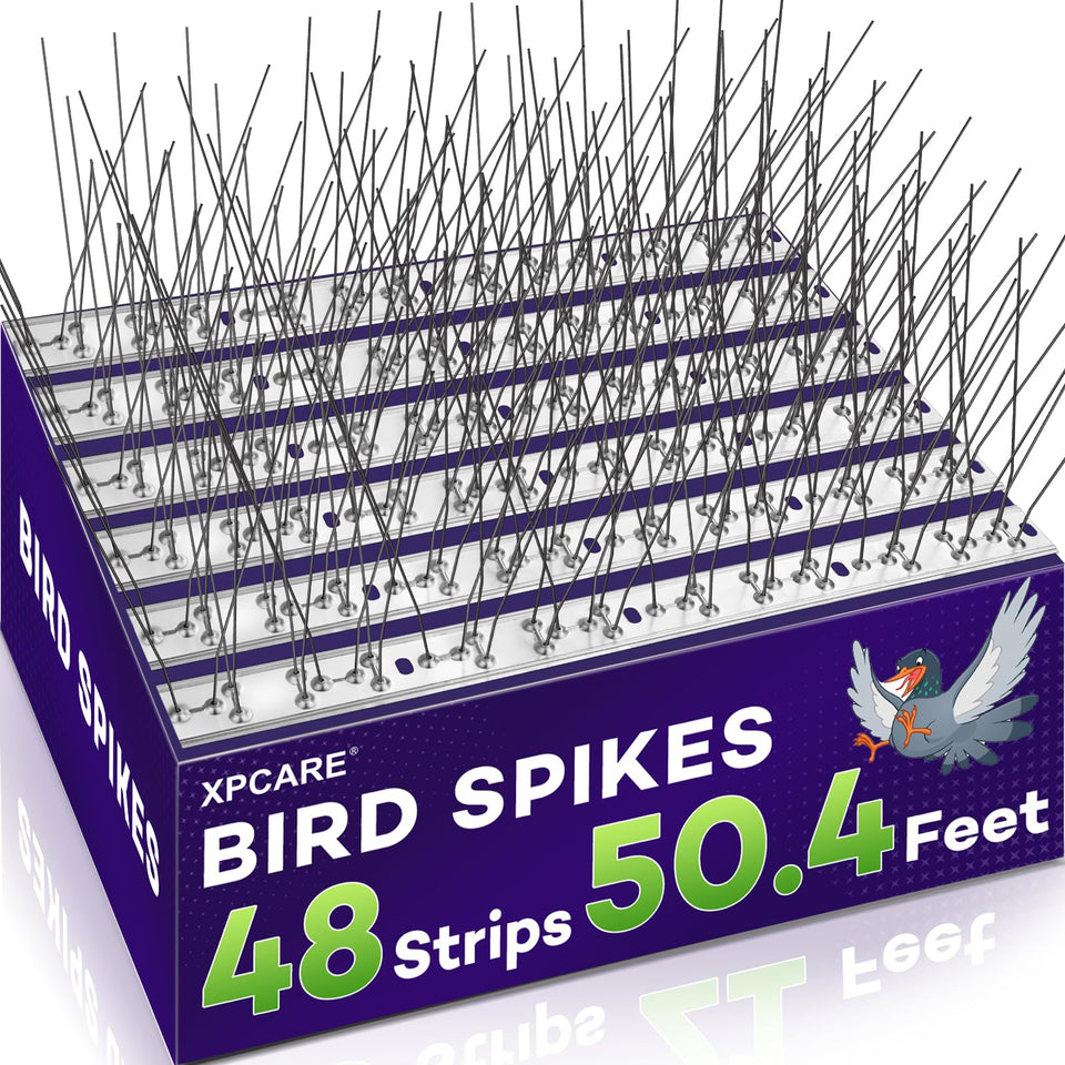 XPCARE stainless steel spikes provide 50.4 ft coverage for perched birds.