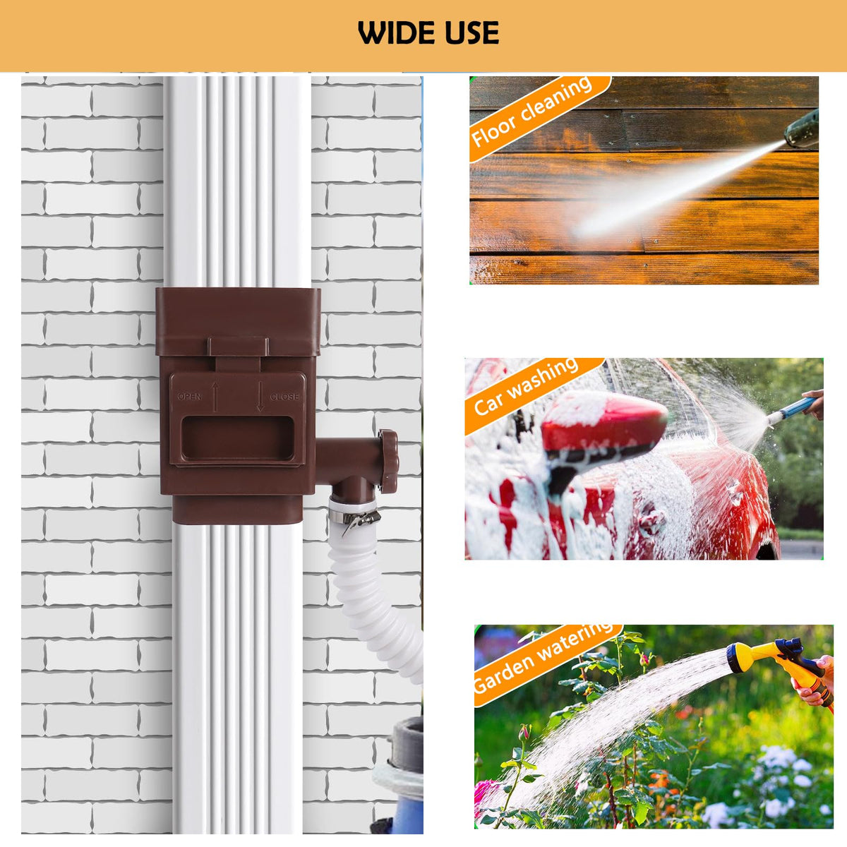 XPINYT Rain Barrel Diverter Kit 5ft hose extension adds flexible outdoor routing.