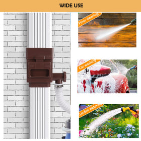 XPINYT Rain Barrel Diverter Kit 5ft hose extension adds flexible outdoor routing.