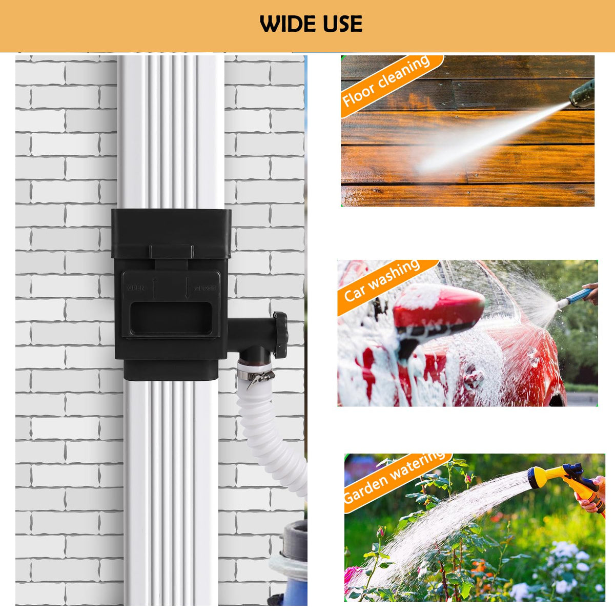 XPINYT rainwater diverter with switch valve offering five flow settings.