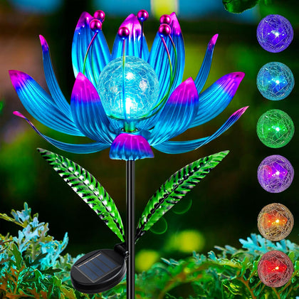 XPSCOCO Solar Wind Spinner dual lotus in motion for dynamic garden art