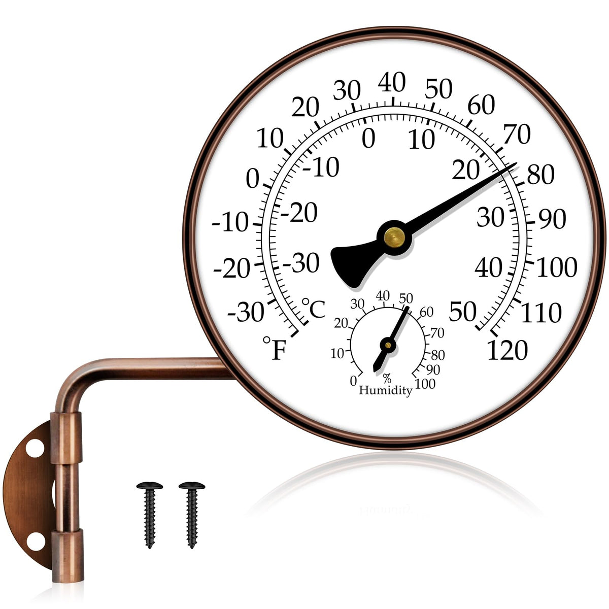 Xqiang brass outdoor thermometer dial on patio for quick temperature checks