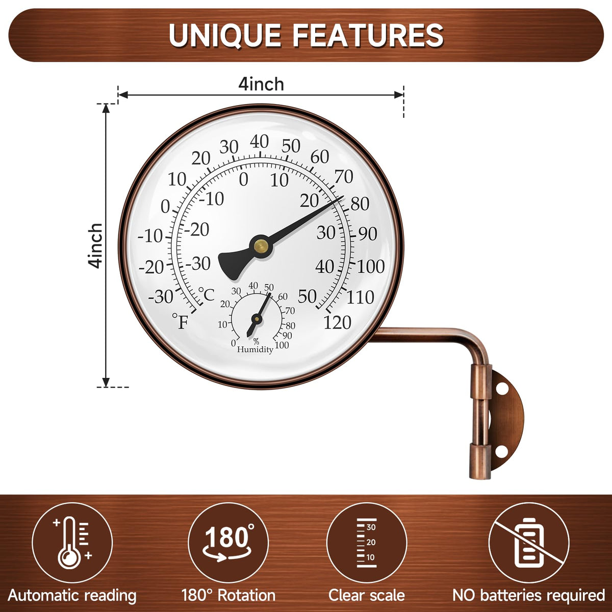 Xqiang brass outdoor thermometer humidity gauge in greenhouse for precise readings