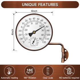 Xqiang brass outdoor thermometer humidity gauge in greenhouse for precise readings