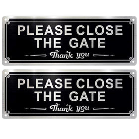 XQIGI Please Close the Gate Sign front view on a gate for clear visibility and reminders