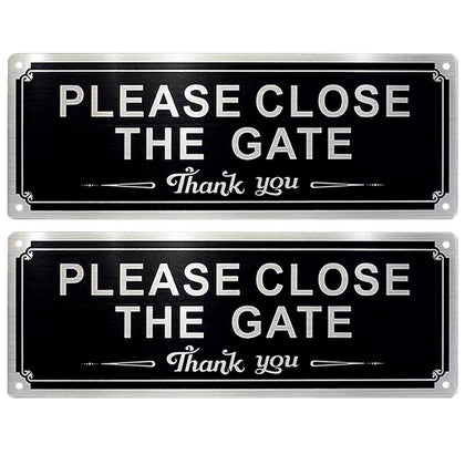 XQIGI Please Close the Gate Sign front view on a gate for clear visibility and reminders