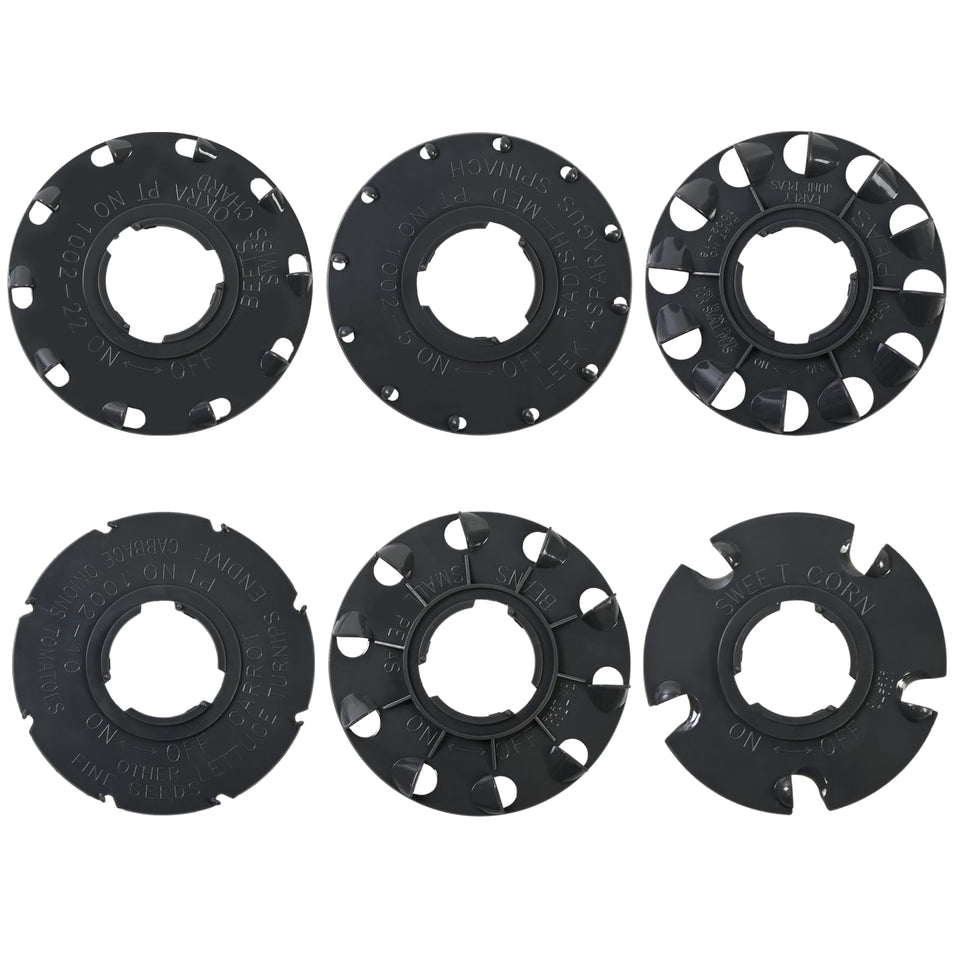 XQK 60009 seed plates showing Earthway compatibility for uniform sowing.