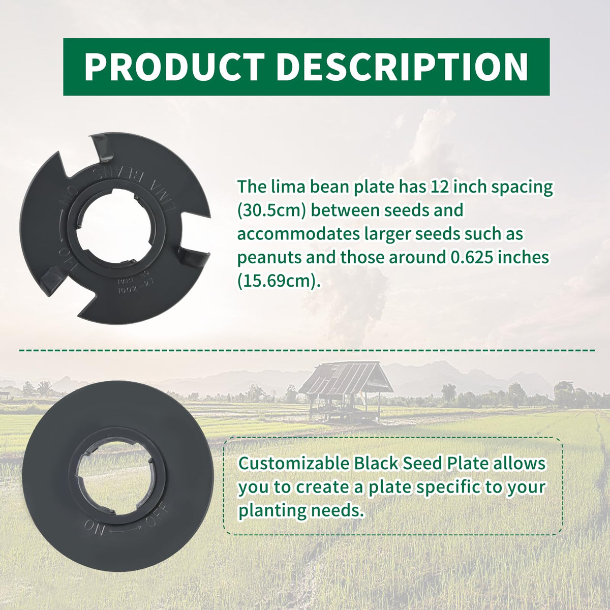 XQK 60010 lima bean plate spaces large seeds for peanuts and other big legumes.