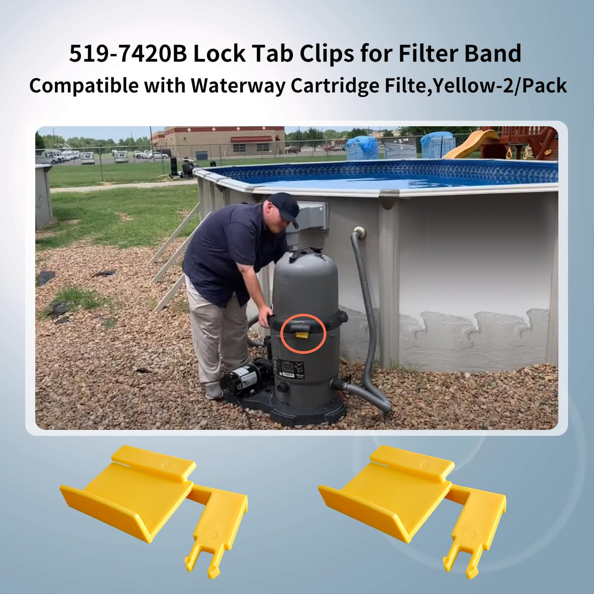 XQK lock tab clip 519-7420B demonstrates easy installation for Clearwater II