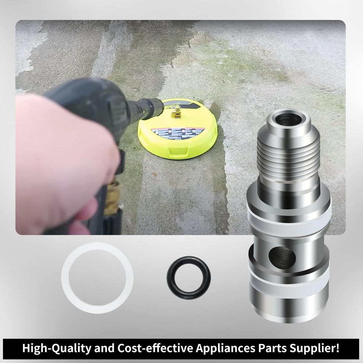 XQK repair kit on concrete deck shows improved cleaning