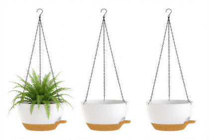 XQSHPDM 3-pack 10-inch hanging planters ideal for balcony greenery.